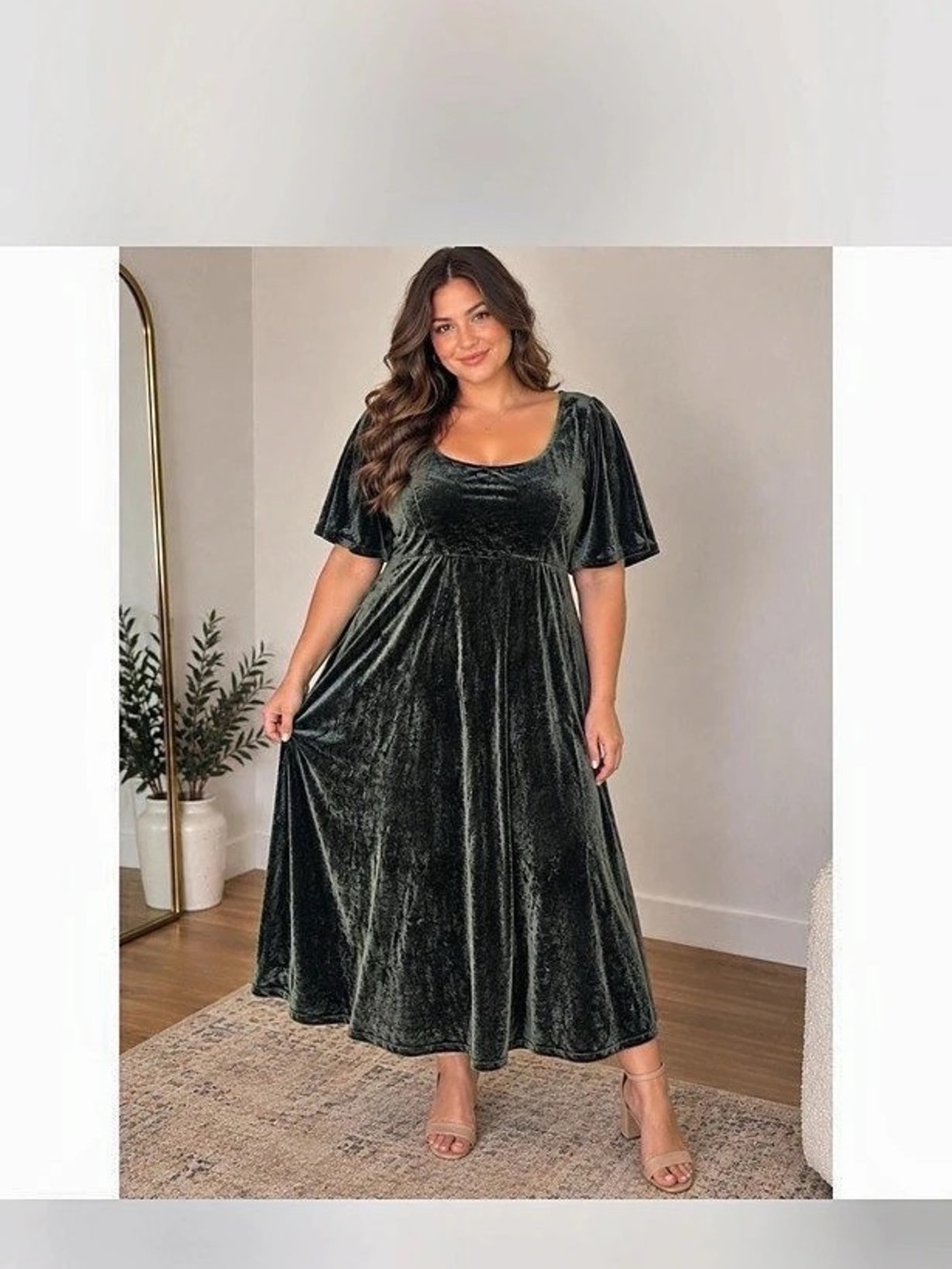 Baltic Born Nora Velvet Midi Dress Velvet Midi Dress in Green Size 3XL NWT